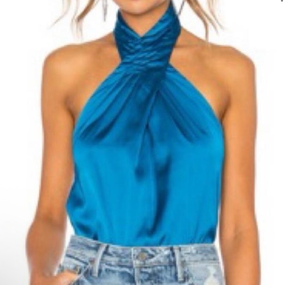 Superdown Blue Halter Top